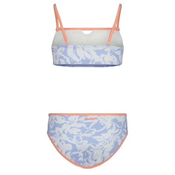 NWT Billabong Girls Floral Bikini Set UPF 50+ Chambray Now Blue Size 10 - Picture 2 of 7